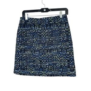 LOFT Factory Tweed Mini Pencil Skirt Black Blue Green Multi Size 4